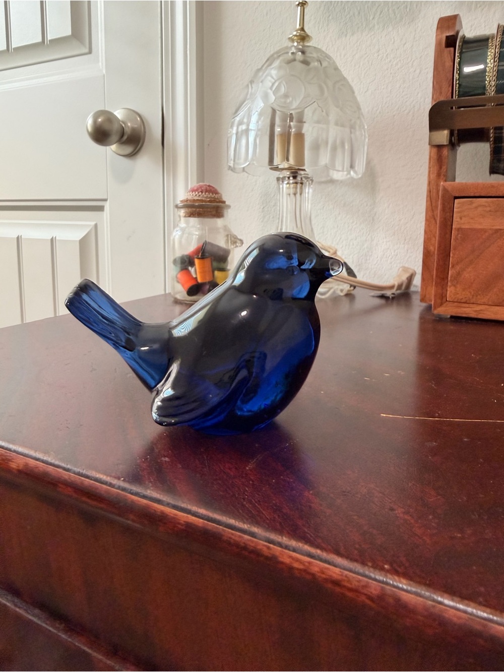 Antique Cobalt Blue Glass Bird